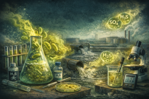 Bacterial consortium to degrade sulfur compounds and mitigate gases and odors in wastewater